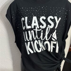 Black Graphic Tee with White Print